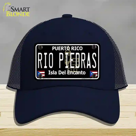 Rio Piedras Puerto Rico Black Novelty License Plate Hat Mesh / Navy