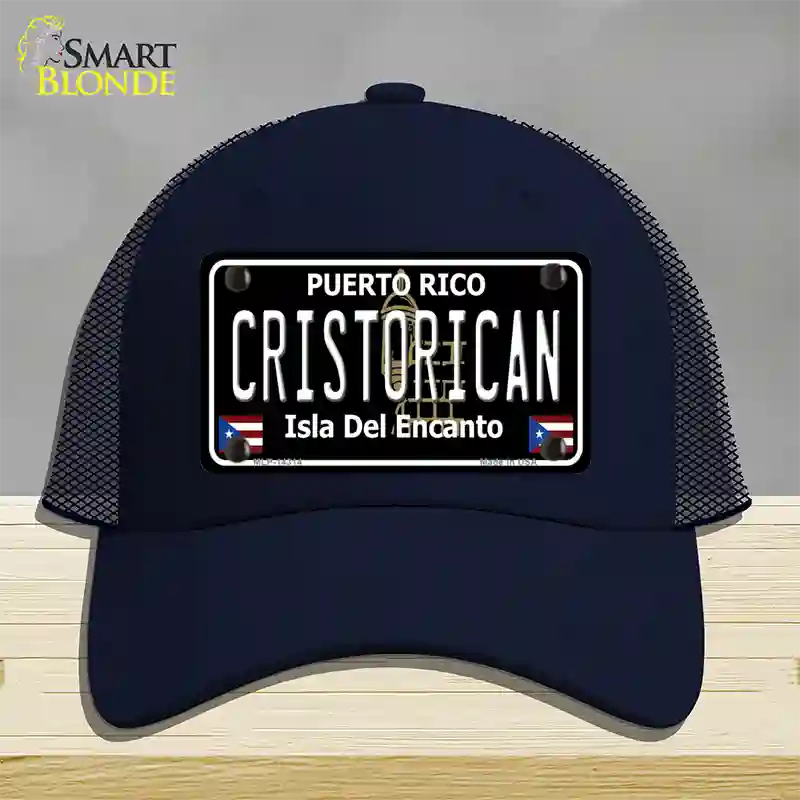 Cristorican Puerto Rico Black Novelty License Plate Hat Mesh / Navy