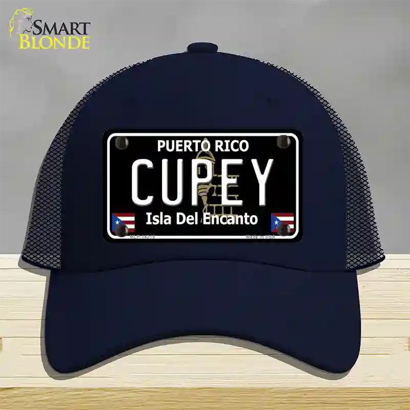 Cupey Puerto Rico Black Novelty License Plate Hat Mesh / Navy