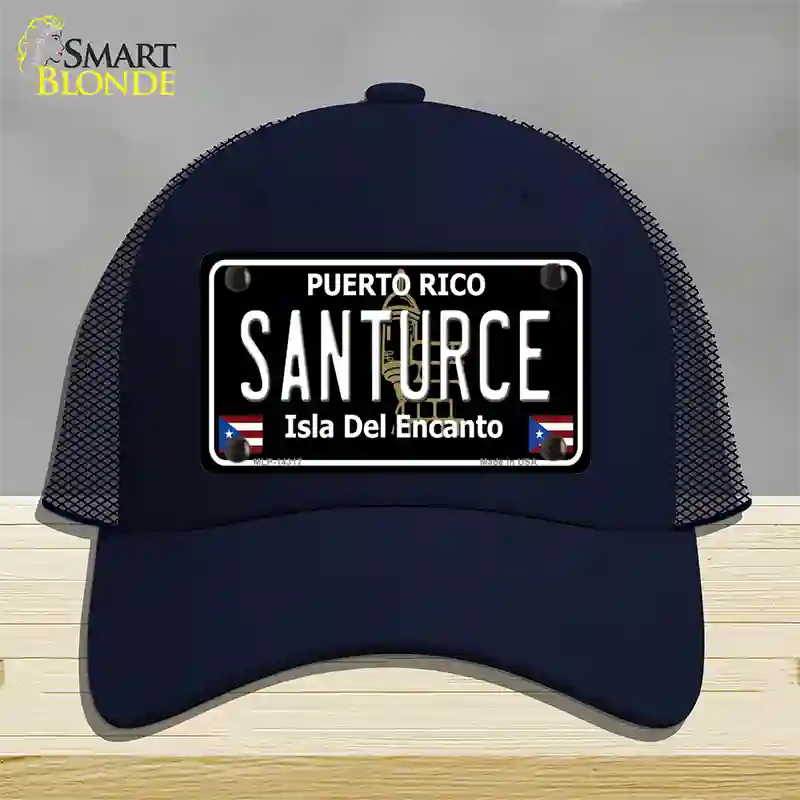 Santurce Puerto Rico Black Novelty License Plate Hat Mesh / Navy