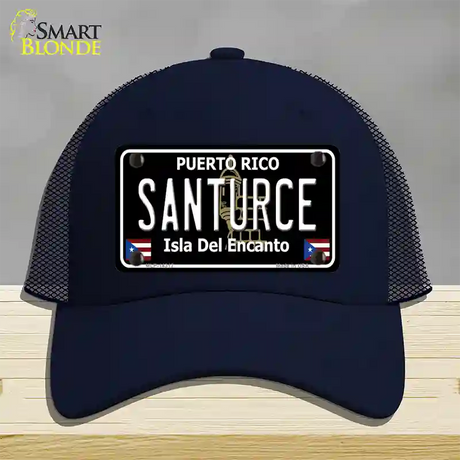 Santurce Puerto Rico Black Novelty License Plate Hat Mesh / Navy