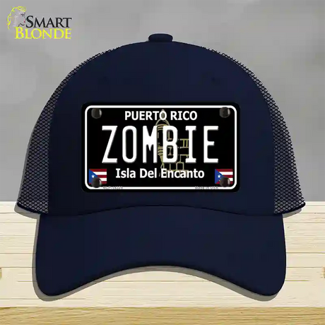 Zombie Puerto Rico Black Novelty License Plate Hat Mesh / Navy