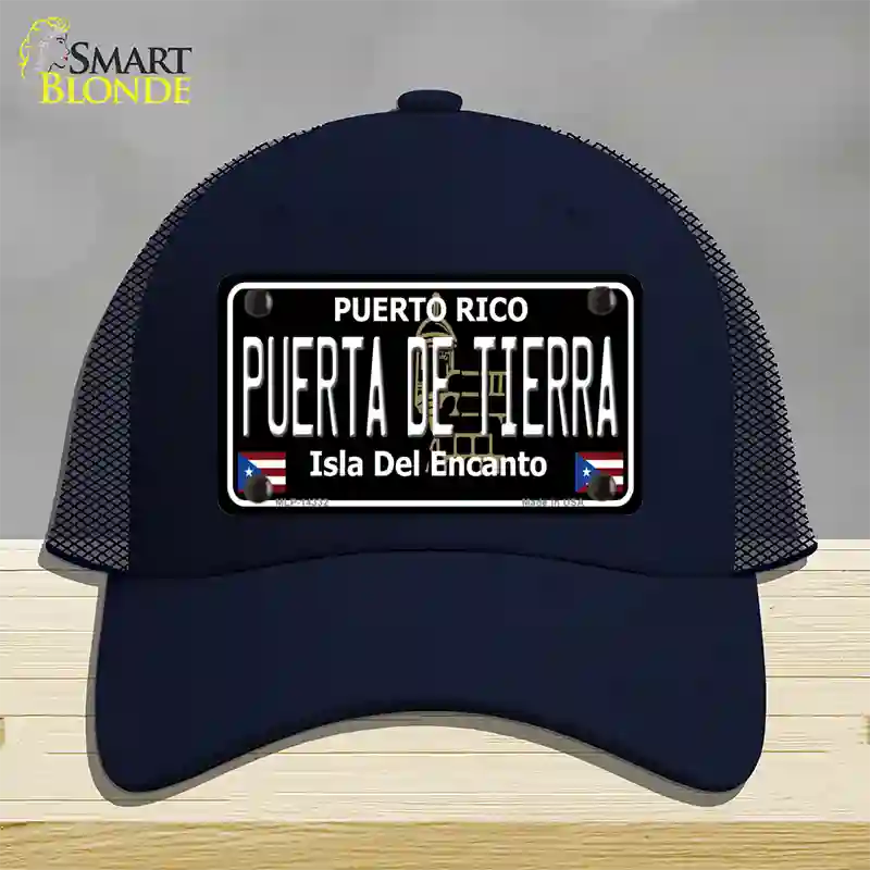 Puerta De Tierra Puerto Rico Black Novelty License Plate Hat Mesh / Navy