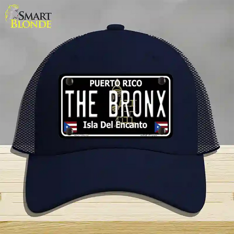 The Bronx Puerto Rico Black Novelty License Plate Hat Mesh / Navy