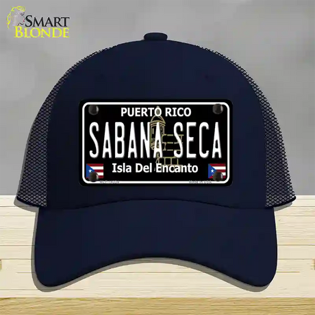 Sabana Seca Puerto Rico Black Novelty License Plate Hat Mesh / Navy