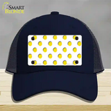 Yellow White Polka Dot Novelty License Plate Hat Mesh / Navy