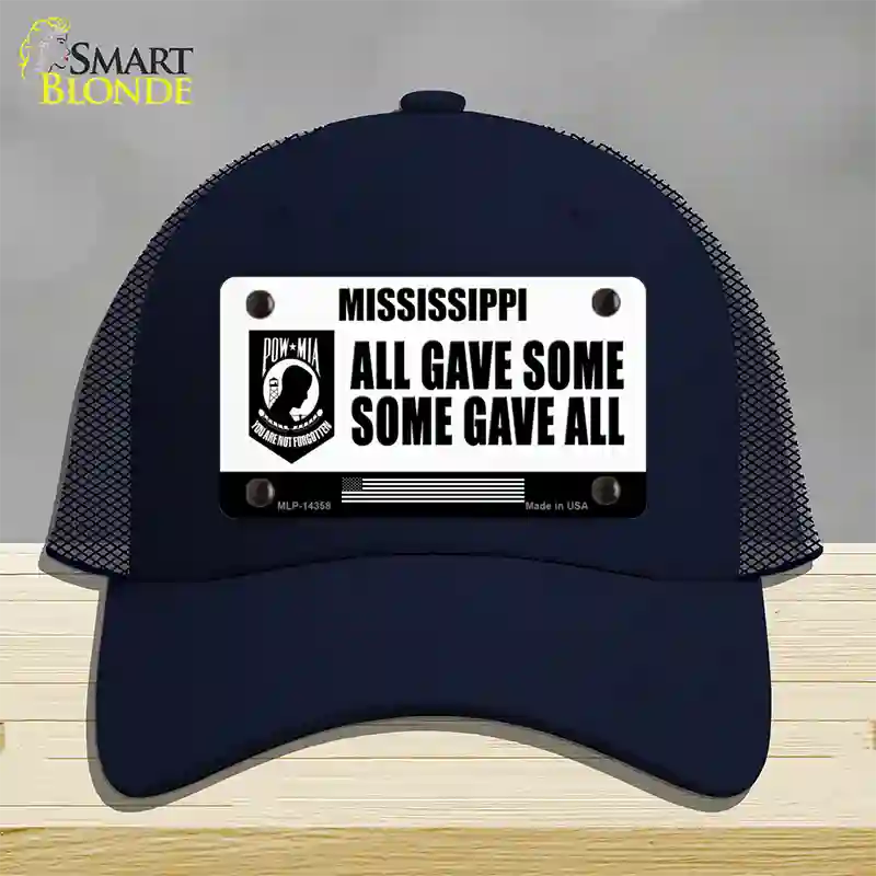 Mississippi POW MIA Some Gave All Novelty License Plate Hat Mesh / Navy