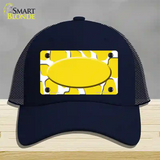 Yellow White Giraffe Yellow Center Oval Novelty License Plate Hat Mesh / Navy