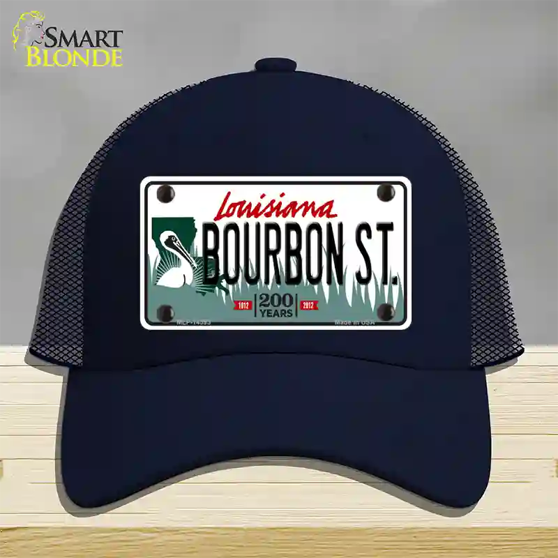 Bourbon St Louisiana Novelty License Plate Hat Mesh / Navy