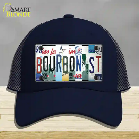 Bourbon St License Plate Art Novelty License Plate Hat Mesh / Navy