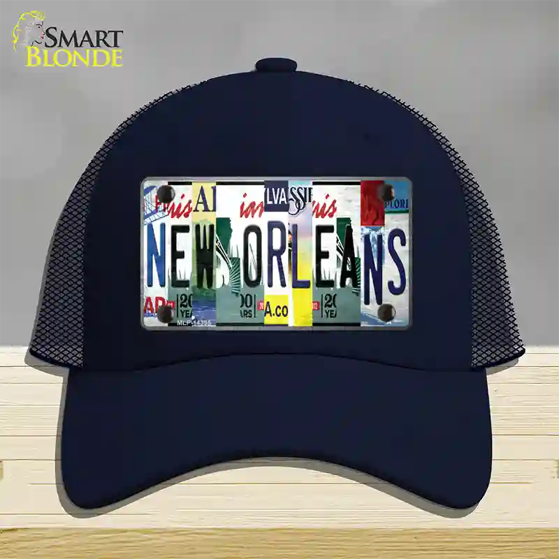 New Orleans License Plate Art Novelty License Plate Hat Mesh / Navy