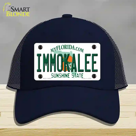 Immokalee Florida Novelty License Plate Hat Mesh / Navy