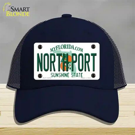 North Port Florida Novelty License Plate Hat Mesh / Navy