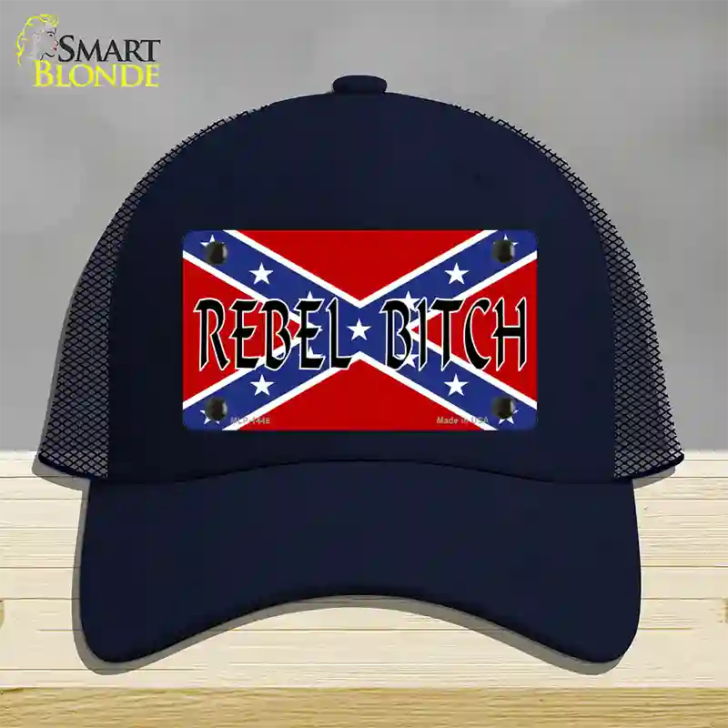 Rebel Bitch Novelty License Plate Hat Mesh / Navy