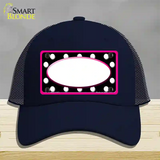 White Black Polka Dots Pink Frame And White Center Oval Novelty License Plate Hat Mesh / Navy