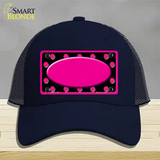 Pink Black Polka Dots Pink Frame And Center Oval Novelty License Plate Hat Mesh / Navy