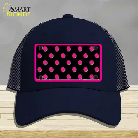 Pink Black Polka Dot Novelty License Plate Hat Mesh / Navy