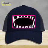 Black White Pink Zebra Center Oval Novelty License Plate Hat Mesh / Navy