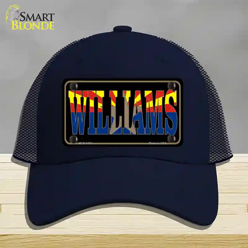 Williams Arizona State Flag Novelty License Plate Hat Mesh / Navy