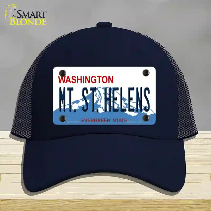 Mt St Helens Washington Novelty License Plate Hat Mesh / Navy