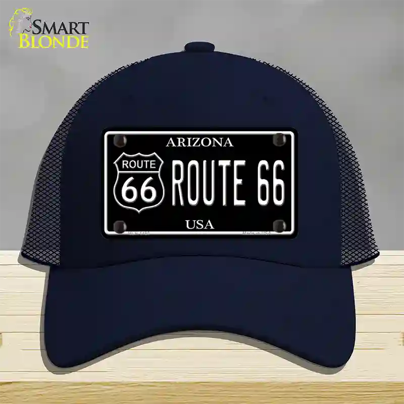 Route 66 Arizona Black Novelty License Plate Hat Mesh / Navy