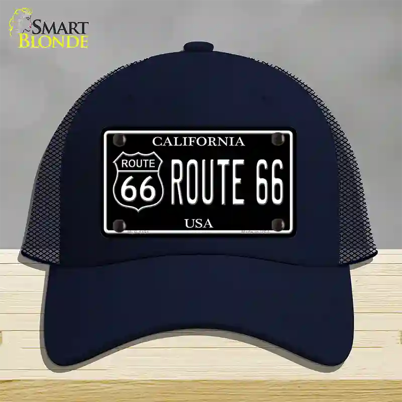 Route 66 California Black Novelty License Plate Hat Mesh / Navy