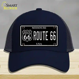 Route 66 Missouri Black Novelty License Plate Hat Mesh / Navy