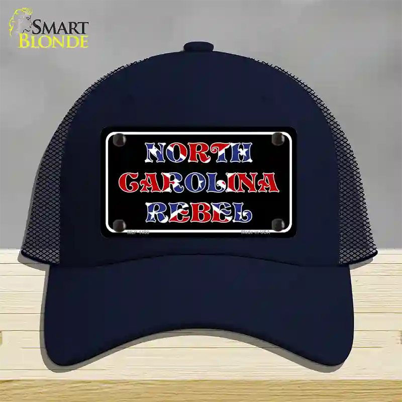 North Carolina Rebel Novelty License Plate Hat Mesh / Navy