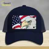 American Flag With Eagle Novelty License Plate Hat Mesh / Navy