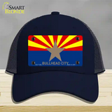 Bullhead City Arizona Flag Novelty License Plate Hat Mesh / Navy