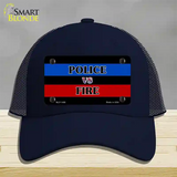 Police Vs. Fire Novelty License Plate Hat Mesh / Navy