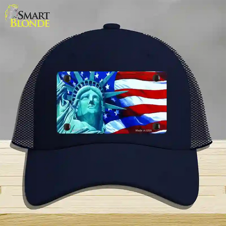 Lady Liberty Novelty License Plate Hat Mesh / Navy