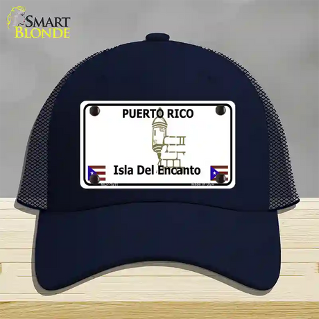 Puerto Rico Novelty License Plate Hat Mesh / Navy