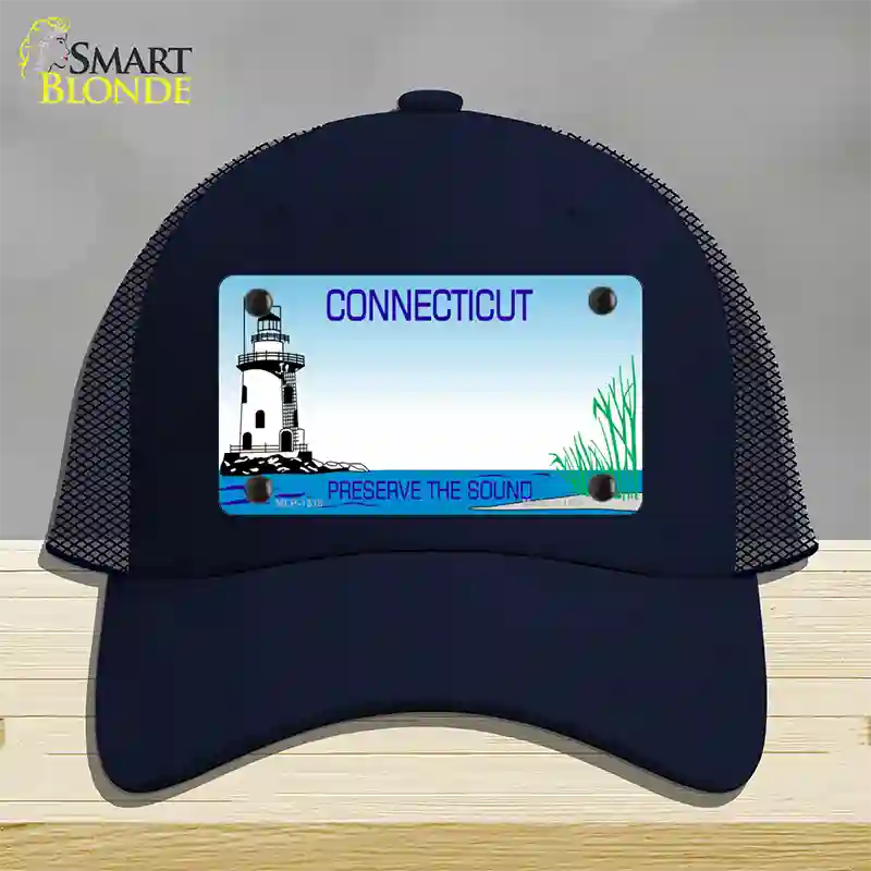 Connecticut Preserve State Blank Novelty License Plate Hat Mesh / Navy