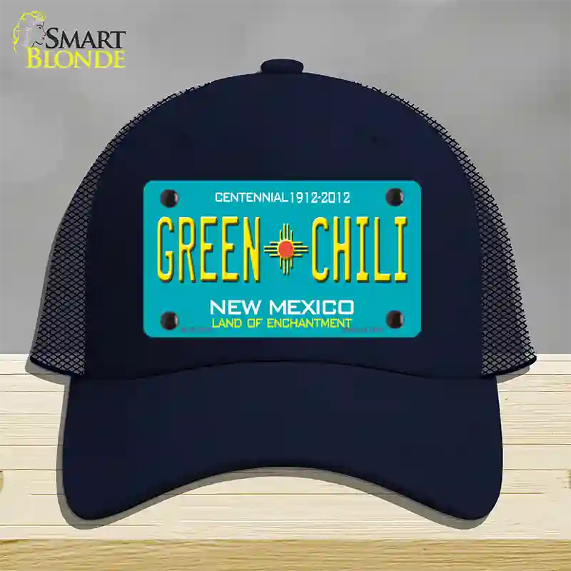 Green Chili New Mexico Novelty License Plate Hat Mesh / Navy