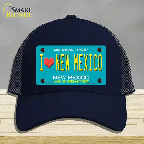 I Love New Mexico Novelty License Plate Hat Mesh / Navy