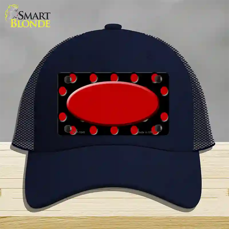 Red Black Polka Dot Red Center Oval Novelty License Plate Hat Mesh / Navy