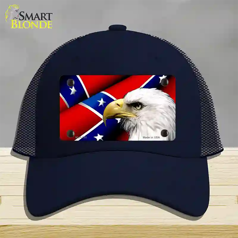 Confederate Flag Eagle Novelty License Plate Hat Mesh / Navy