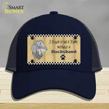 Pencil Sketch Dachshund Novelty License Plate Hat Mesh / Navy