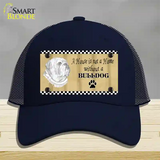 Pencil Sketch Bulldog Novelty License Plate Hat Mesh / Navy