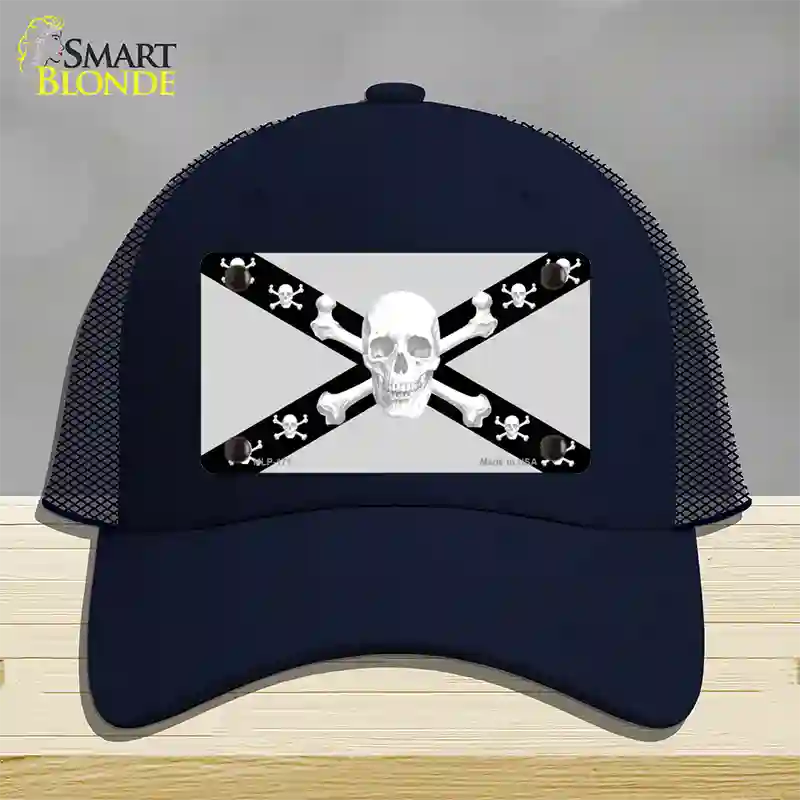 Skull Black & Silver Novelty License Plate Hat Mesh / Navy