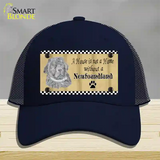 Pencil Sketch New Foundland Novelty License Plate Hat Mesh / Navy