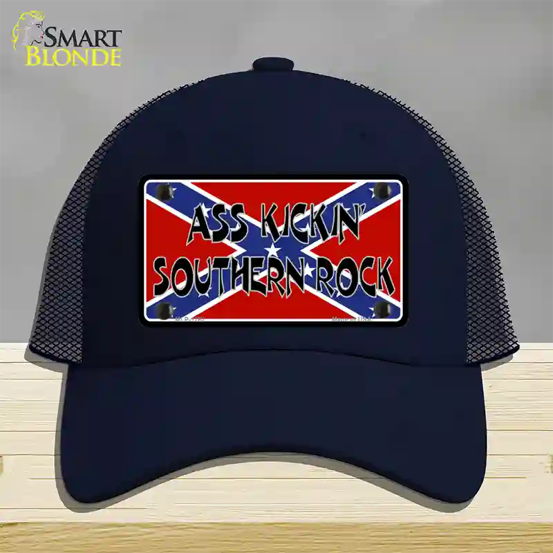 Southern Rock Confederate Flag Novelty License Plate Hat Mesh / Navy