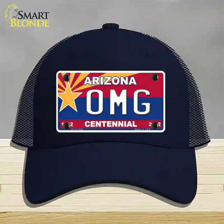 Arizona Centennial OMG Novelty License Plate Hat Mesh / Navy