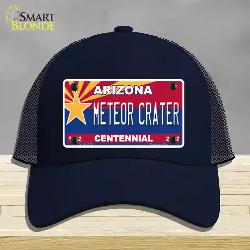 Arizona Centennial Meteor Crater Novelty License Plate Hat Mesh / Navy