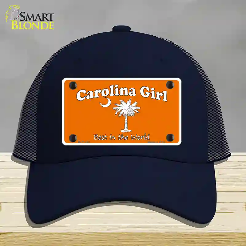 Carolina Girl Orange Novelty License Plate Hat Mesh / Navy