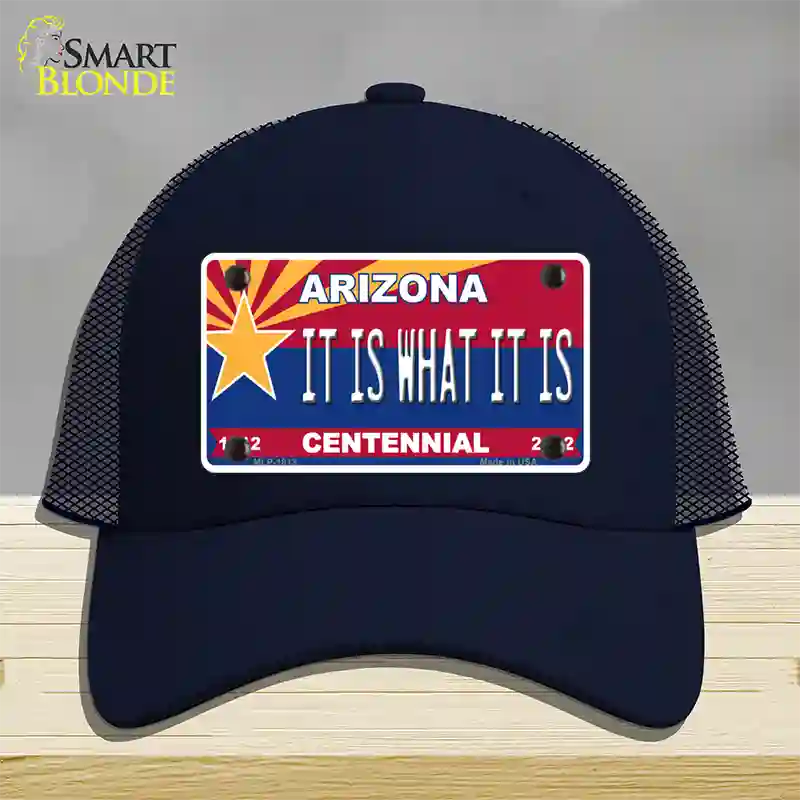 Arizona Centennial It Is What It Is Novelty License Plate Hat Mesh / Navy