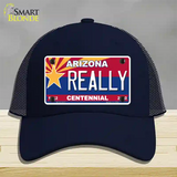 Arizona Centennial Really Novelty License Plate Hat Mesh / Navy