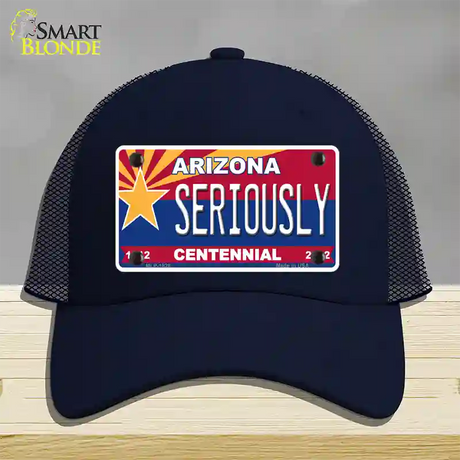 Arizona Centennial Seriously Novelty License Plate Hat Mesh / Navy