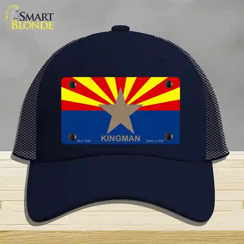 Kingman Arizona State Flag Novelty License Plate Hat Mesh / Navy